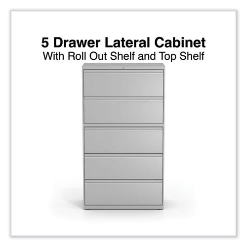 Lateral File, 5 Legal/Letter/A4/A5-Size File Drawers, Light Gray, 36" x 18.63" x 67.63". Picture 2