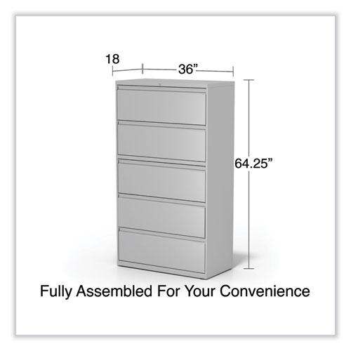 Lateral File, 5 Legal/Letter/A4/A5-Size File Drawers, Light Gray, 36" x 18.63" x 67.63". Picture 6