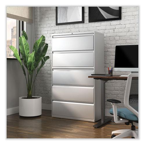 Lateral File, 5 Legal/Letter/A4/A5-Size File Drawers, Light Gray, 36" x 18.63" x 67.63". Picture 7