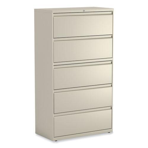 Lateral File, 5 Legal/Letter/A4/A5-Size File Drawers, Putty, 36" x 18.63" x 67.63". Picture 1