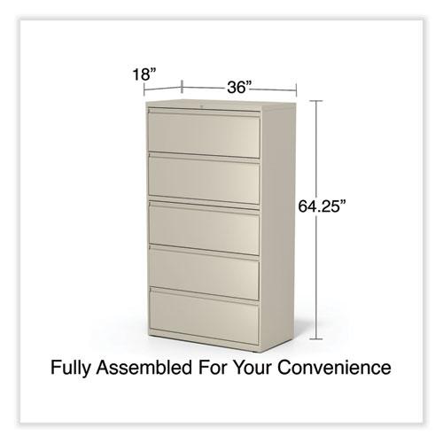 Lateral File, 5 Legal/Letter/A4/A5-Size File Drawers, Putty, 36" x 18.63" x 67.63". Picture 6