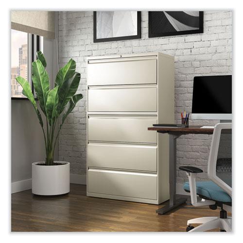 Lateral File, 5 Legal/Letter/A4/A5-Size File Drawers, Putty, 36" x 18.63" x 67.63". Picture 7