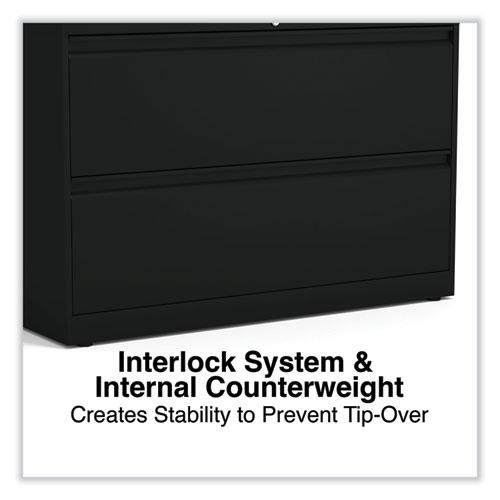 Lateral File, 2 Legal/Letter-Size File Drawers, Black, 42" x 18.63" x 28". Picture 2
