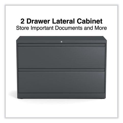 Lateral File, 2 Legal/Letter-Size File Drawers, Charcoal, 42" x 18.63" x 28". Picture 8