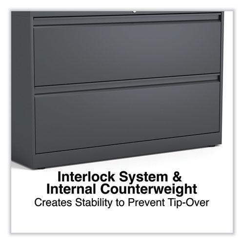 Lateral File, 2 Legal/Letter-Size File Drawers, Charcoal, 42" x 18.63" x 28". Picture 6