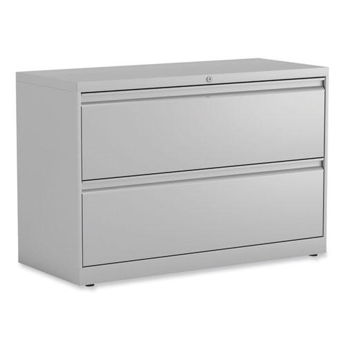 Lateral File, 2 Legal/Letter-Size File Drawers, Light Gray, 42" x 18.63" x 28". Picture 1