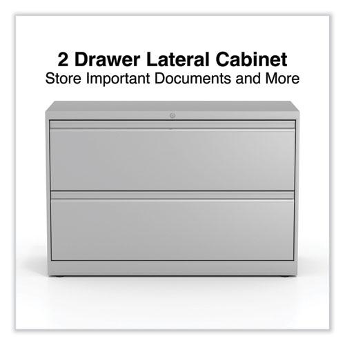 Lateral File, 2 Legal/Letter-Size File Drawers, Light Gray, 42" x 18.63" x 28". Picture 8