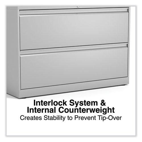 Lateral File, 2 Legal/Letter-Size File Drawers, Light Gray, 42" x 18.63" x 28". Picture 5