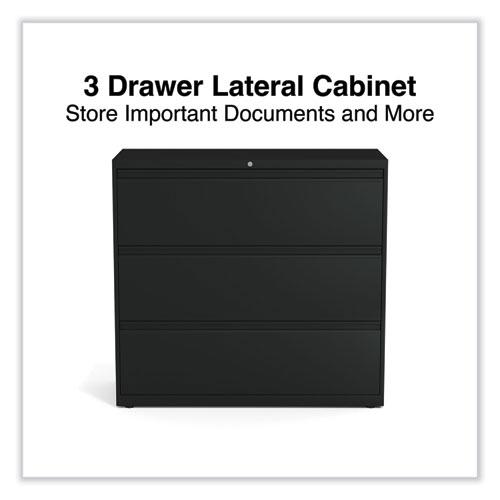 Lateral File, 3 Legal/Letter/A4/A5-Size File Drawers, Black, 42" x 18.63" x 40.25". Picture 3