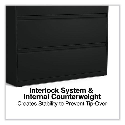 Lateral File, 3 Legal/Letter/A4/A5-Size File Drawers, Black, 42" x 18.63" x 40.25". Picture 6