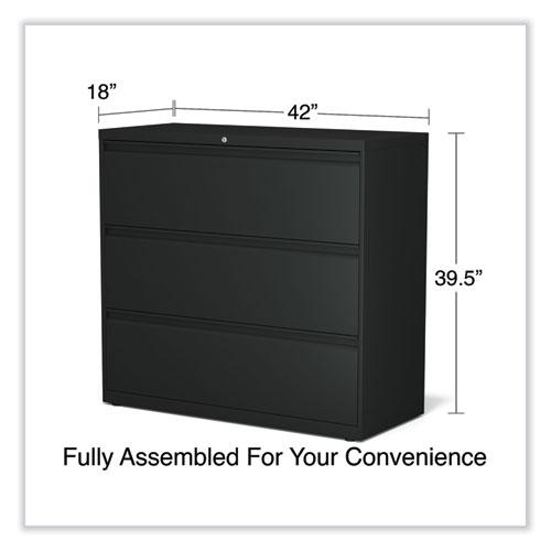 Lateral File, 3 Legal/Letter/A4/A5-Size File Drawers, Black, 42" x 18.63" x 40.25". Picture 4