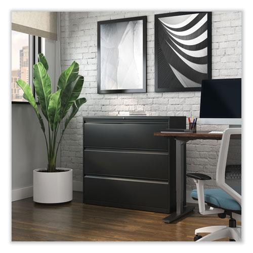Lateral File, 3 Legal/Letter/A4/A5-Size File Drawers, Black, 42" x 18.63" x 40.25". Picture 9