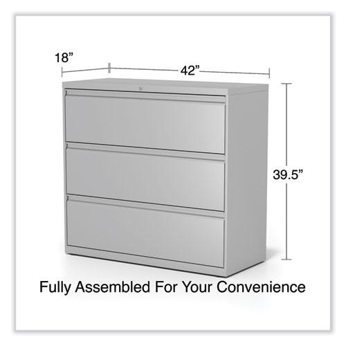 Lateral File, 3 Legal/Letter/A4/A5-Size File Drawers, Light Gray, 42" x 18.63" x 40.25". Picture 9