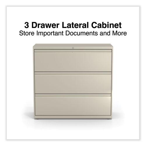 Lateral File, 3 Legal/Letter/A4/A5-Size File Drawers, Putty, 42" x 18.63" x 40.25". Picture 4