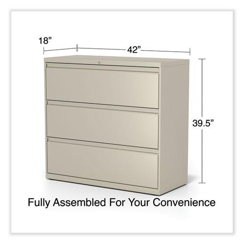 Lateral File, 3 Legal/Letter/A4/A5-Size File Drawers, Putty, 42" x 18.63" x 40.25". Picture 6