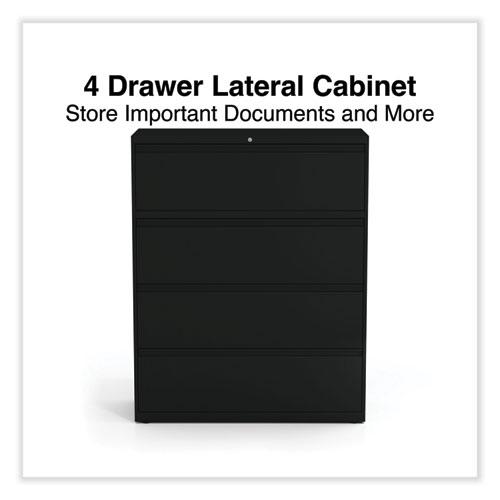 Lateral File, 4 Legal/Letter-Size File Drawers, Black, 42" x 18.63" x 52.5". Picture 8