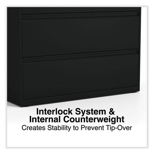 Lateral File, 4 Legal/Letter-Size File Drawers, Black, 42" x 18.63" x 52.5". Picture 7