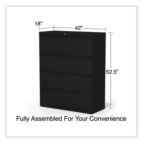 Lateral File, 4 Legal/Letter-Size File Drawers, Black, 42" x 18.63" x 52.5". Picture 3