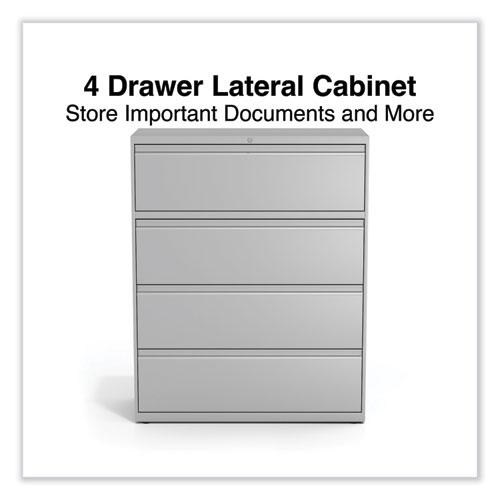 Lateral File, 4 Legal/Letter-Size File Drawers, Light Gray, 42" x 18.63" x 52.5". Picture 2