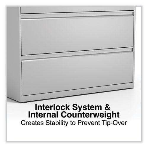 Lateral File, 4 Legal/Letter-Size File Drawers, Light Gray, 42" x 18.63" x 52.5". Picture 5