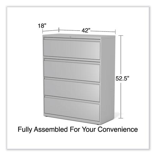 Lateral File, 4 Legal/Letter-Size File Drawers, Light Gray, 42" x 18.63" x 52.5". Picture 6
