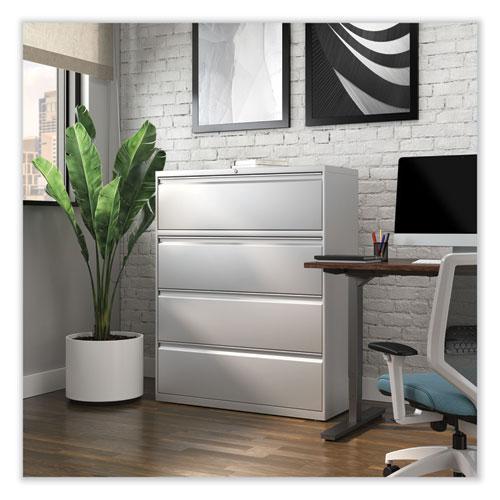 Lateral File, 4 Legal/Letter-Size File Drawers, Light Gray, 42" x 18.63" x 52.5". Picture 7