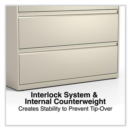 Lateral File, 4 Legal/Letter-Size File Drawers, Putty, 42" x 18.63" x 52.5". Picture 3
