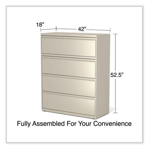 Lateral File, 4 Legal/Letter-Size File Drawers, Putty, 42" x 18.63" x 52.5". Picture 7