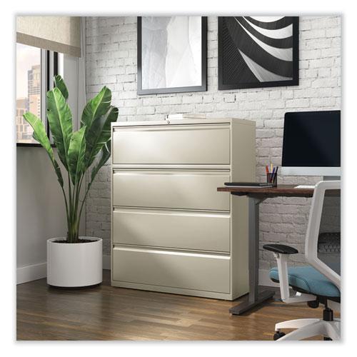 Lateral File, 4 Legal/Letter-Size File Drawers, Putty, 42" x 18.63" x 52.5". Picture 8