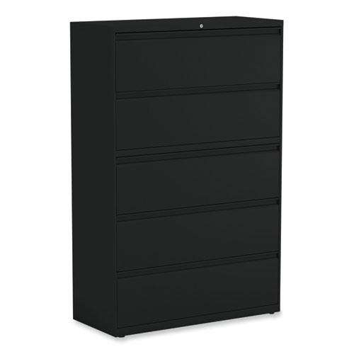 Lateral File, 5 Legal/Letter/A4/A5-Size File Drawers, Black, 42" x 18.63" x 67.63". Picture 1