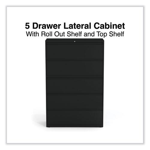 Lateral File, 5 Legal/Letter/A4/A5-Size File Drawers, Black, 42" x 18.63" x 67.63". Picture 4