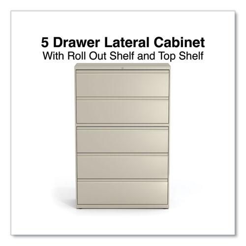 Lateral File, 5 Legal/Letter/A4/A5-Size File Drawers, Putty, 42" x 18.63" x 67.63". Picture 2