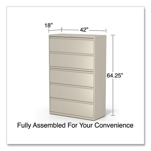 Lateral File, 5 Legal/Letter/A4/A5-Size File Drawers, Putty, 42" x 18.63" x 67.63". Picture 5
