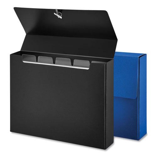 Poly Index Card Box, Holds 100 4 x 6 Cards, 4 x 1.33 x 6, Plastic, Black/Blue, 2/Pack. Picture 1