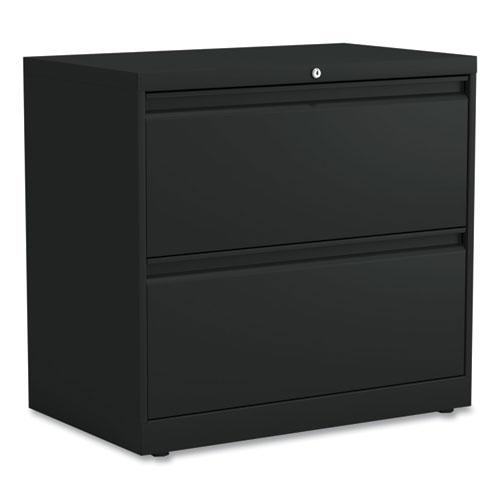 Lateral File, 2 Legal/Letter-Size File Drawers, Black, 30" x 18.63" x 28". Picture 1