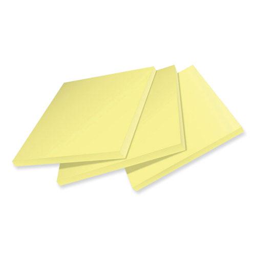 100% Recycled Paper Super Sticky Notes, 3" x 3", Canary Yelow, 70 Sheets/Pad, 12 Pads/Pack. Picture 3