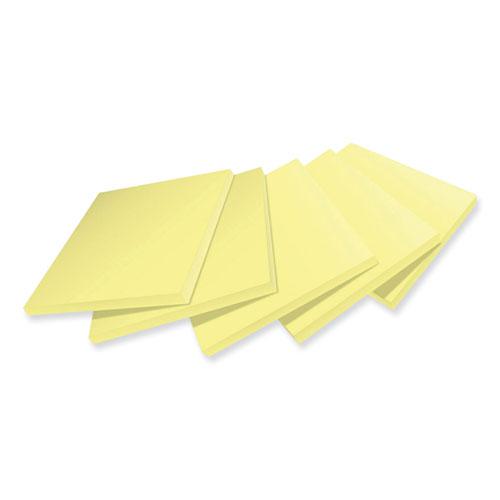 100% Recycled Paper Super Sticky Notes, 3" x 3", Canary Yellow, 70 Sheets/Pad, 5 Pads/Pack. Picture 2