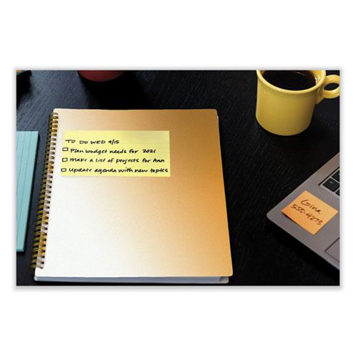 100% Recycled Paper Super Sticky Notes, 3" x 5", Canary Yellow, 70 Sheets/Pad, 12 Pads/Pack. Picture 4