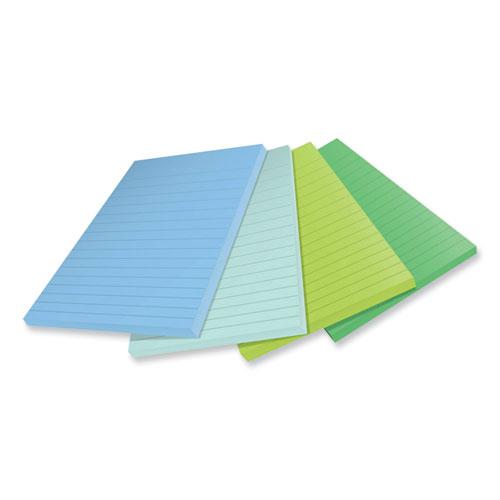 100% Recycled Paper Super Sticky Notes, Ruled, 4" x 6", Oasis, 45 Sheets/Pad, 4 Pads/Pack. Picture 3