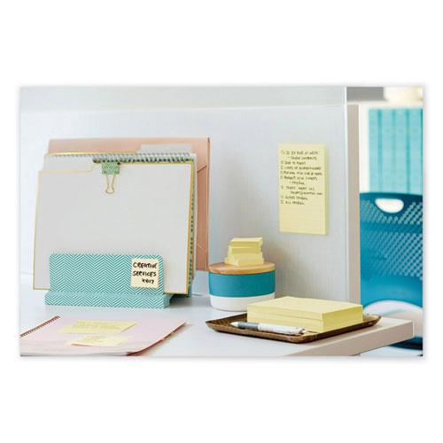 100% Recycled Paper Super Sticky Notes, Ruled, 4" x 6", Canary Yellow, 45 Sheets/Pad, 4 Pads/Pack. Picture 4