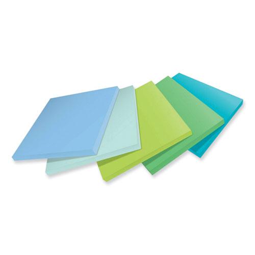 100% Recycled Paper Super Sticky Notes, 3" x 3", Oasis, 70 Sheets/Pad, 5 Pads/Pack. Picture 3