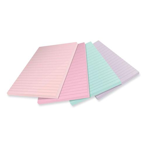 100% Recycled Paper Super Sticky Notes, Ruled, 4" x 6", Wanderlust Pastels, 45 Sheets/Pad, 4 Pads/Pack. Picture 3