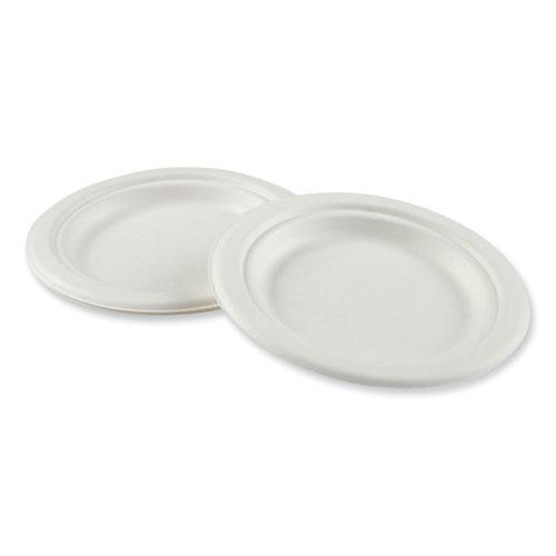 Bagasse PFAS-Free Dinnerware, Plate, 6", White, 1,000/Carton. Picture 3
