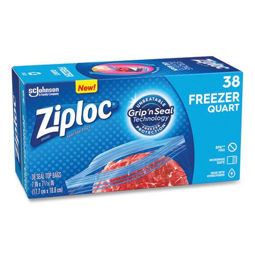 Double Zipper Freezer Bags, 1 qt, 2.7 mil, 6.97" x 7.7", Clear, 38 Bags/Box, 9 Boxes/Carton. Picture 6