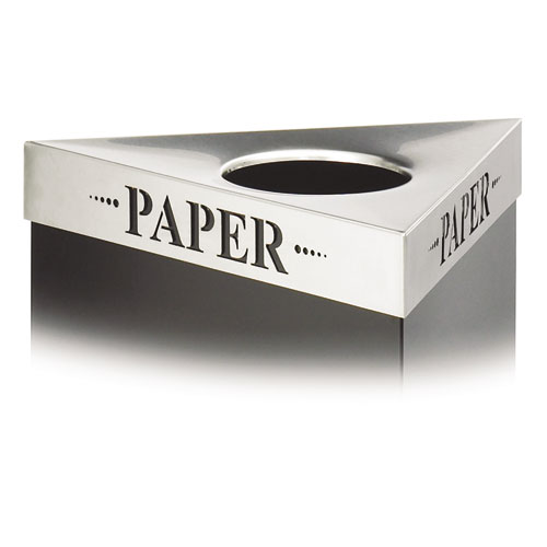 Trifecta Waste Receptacle Lid, Laser Cut "PAPER" Inscription, Stainless Steel. Picture 1