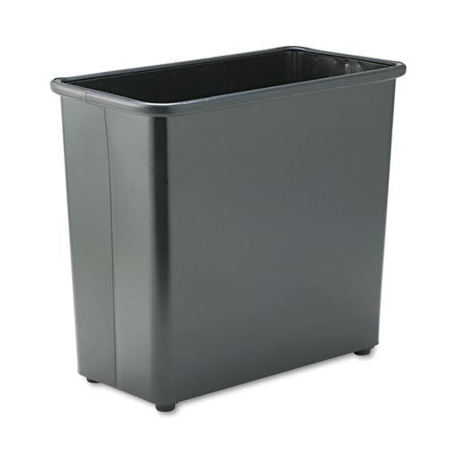 Rectangular Wastebasket, Steel, 27.5 qt, Black. Picture 1