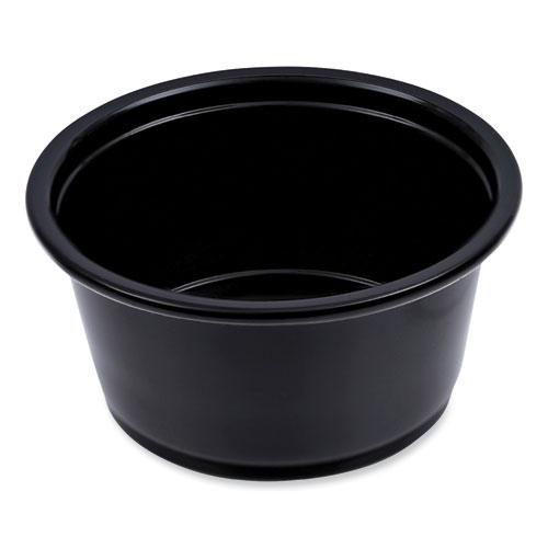 Souffle/Portion Cups, 2 oz, Polypropylene, Black, 125 Cups/Sleeve, 20 Sleeves/Carton. Picture 1