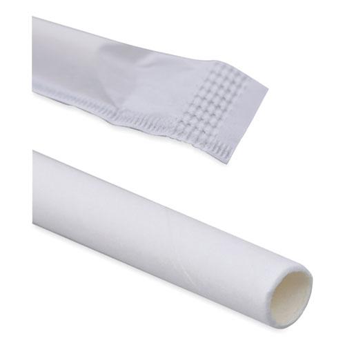 Individually Wrapped Paper Straws, 7.75" x 0.25", White, 3,200/Carton. Picture 6