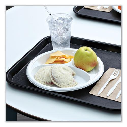 Hi-Impact Plastic Dinnerware, Plate, 3-Compartment, 10" dia, White, 500/Carton. Picture 5