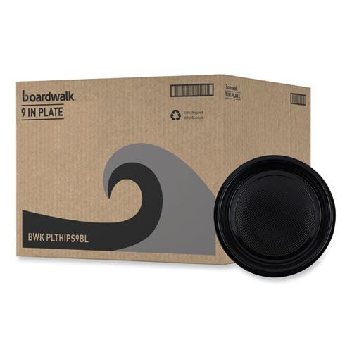 Hi-Impact Plastic Dinnerware, Plate, 9" dia, Black, 500/Carton. Picture 9
